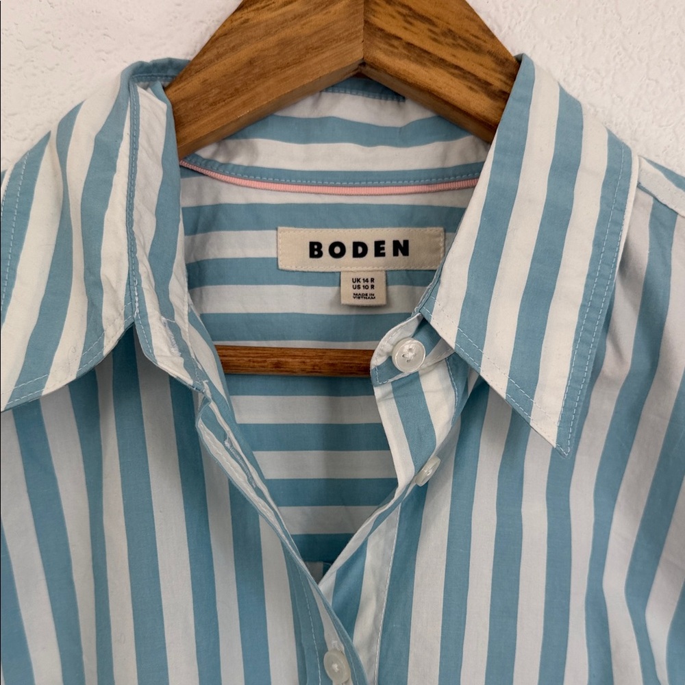 Blue and White Striped Long Sleeve Shirt - Picture 3 of 5